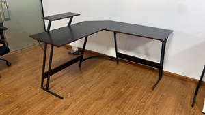 Modern Home Office <strong>PC</strong> Desk Corner Gaming <strong>Table</strong> with LED Cup Holder and Headset Hanger Made of <strong>Wood</strong> and Metal - Product Image 2