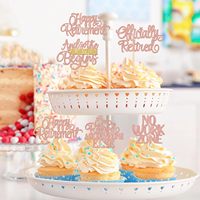 Décorations de gâteaux « Retraite heureuse » - Toppers de gâteau « Officiellement retraité » pour décorations de fête d'anniversaire et de retraite - Or rose