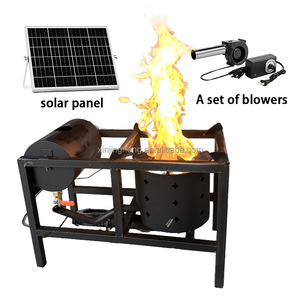 Réchaud de camping portable en acier titane avec souffleur d'air et panneau solaire, brûleur à huile usagée pour cuisson, chauffage et dégivrage en extérieur - Product Image 1