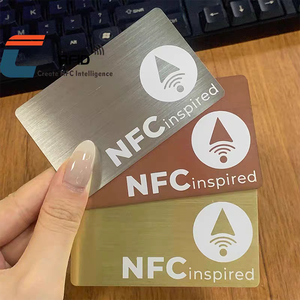 Carte de visite NFC en acier inoxydable couleur personnalisée, gravure laser du logo, plaques nominatives vierges sablées - Product Image 3