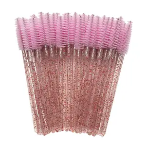 New Pink Eyelash Brush Spoolie Extensions Plastic Silicone Disposable Mascara Wands