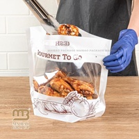 Sacs en plastique d'emballage alimentaire avec logo personnalisé sac de poulet rôti de qualité alimentaire pochette debout en papier kraft noir avec fenêtre