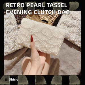 Sac à bandoulière de luxe pour femme, nouveau style rétro, sac de soirée en perles et strass, pompons, doublure en polyester pour mariages et fêtes - Product Image 3
