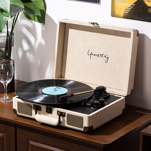 Reproductor de discos de vinilo retro inteligente multiformato con altavoces incorporados para uso en casa y coche, función BT, 3 velocidades, material ABS. - Product Image 2
