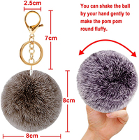 Porte-clés pompon en fausse fourrure, pour femme, personnalisé, en fausse fourrure de lapin, pompon personnalisé, vente en gros