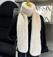 Écharpe de luxe en vraie fourrure de lapin Rex blanche pour femme, châle long et doux en fourrure véritable pour l'hiver, vente en gros