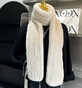 Bufanda de Piel de Conejo Rex Blanca de Lujo para Mujer, Bufanda de Piel Genuina Cálida para Invierno, Bufanda Larga de Felpa Suave, Venta al por Mayor - Product Image 2