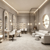 Station de travail pour salon de coiffure, mobilier de salon de beauté, design d'intérieur personnalisé pour salon de coiffure, personnalisation complète de la pièce, décoration de magasin