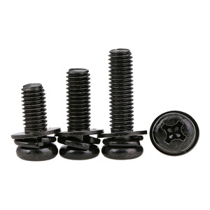 Vis combinées à tête ronde noire M2.5 M3 M4, vis combinées à tête cruciforme triple, vis combinées à tête ronde triple en zinc noir - Product Image 4