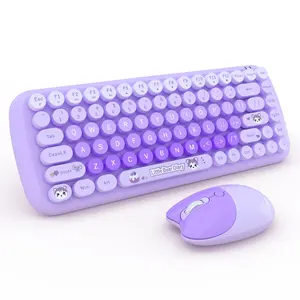 A nova combinação de teclado e mouse sem fio para máquina de escrever colorida 2.4G com teclas redondas em estoque