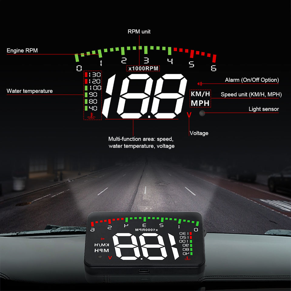 Universal OBD2 Compact Gauge A900 Smart Meter Displays Driving Data on ...