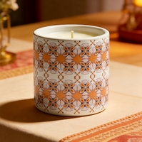 FORTUNE BOLIN Tasse en céramique imprimée élégante Bougie parfumée Maison Vacances Style bohème Bougie parfumée à la cire de soja sans fumée