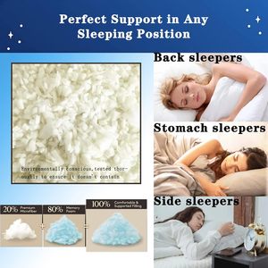 Hiện đại vua kích thước giường gối shredded Bộ nhớ bọt & polyester sợi rắn mô hình hiệu quả làm mát tăng cường sự thoải mái & hỗ trợ - Product Image 4