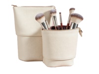 Porte-pinceaux de maquillage en cuir de luxe, sac de maquillage portable extensible en PU, pochette de rangement cosmétique