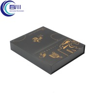Caja de Regalo de Cartón Rígido de Alta Gama con Logotipo Personalizado, Papel Recubierto Ecológico Negro, Embalaje con EPE para Productos Cosméticos y Té