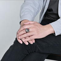 Großhandel Retro Tempelritter-Schild Kreuzritter 316L Edelstahl Punk Gravierter Schwarzer PVD-Ring Herren Mode Einlage Schmuck