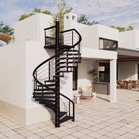Escalier en colimaçon extérieur personnalisé antidérapant en acier inoxydable antirouille avec colonne centrale