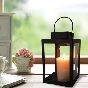 Lámpara de viento cuadrada de hierro forjado con diseño de vela, lámpara de viento navideña y candelabro, nuevo diseño, lámpara de mesa con efecto de danza de viento y fuego - Product Image 5