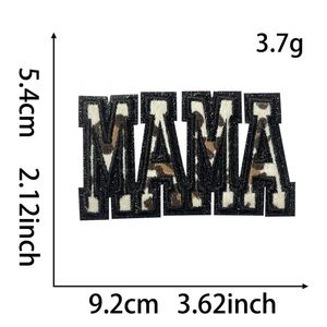 New Hot Iron on <b>Glitter</b> Edge Leopard Print Mama Star Yall Patch for T-shirt Hoodies Hat Decoration - Product Image 2