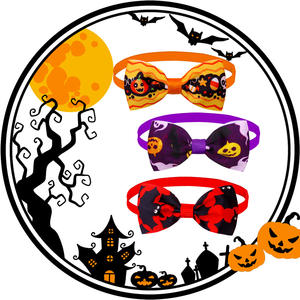 Nouveaux nœuds papillon en polyester imprimé pour Halloween, pour chiens et chats, accessoire de chapeau en tissu pour vêtements pour animaux de compagnie, pour décorations d'hiver - Product Image 4
