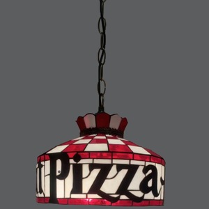 Lámpara colgante estilo americano industrial de vidrio tintado, tipo Tiffany, vintage, para pizzería. - Product Image 1