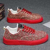 Baskets basses en toile à lacets pour hommes, tendance mode été 2025, semelle épaisse, doublure en maille, imprimées, sport décontracté, style niche, EVA