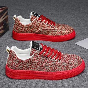 Baskets basses en toile à lacets pour hommes, tendance mode été 2025, semelle épaisse, doublure en maille, imprimées, sport décontracté, style niche, EVA - Product Image 3