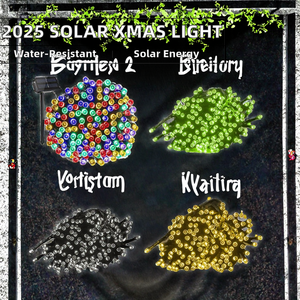 2025 không thấm nước ngoài trời 200 LED giáng sinh chuỗi ánh sáng IP65 năng lượng mặt trời Powered 22m vườn Patio sân trang trí - Product Image 2