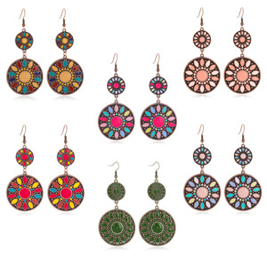 Boucles d'oreilles pendantes bohèmes en alliage plaqué bronze antique, bijoux de fête pour femmes - Product Image 5