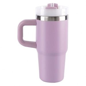 Gobelet isotherme de voiture 14oz avec poignée, en acier inoxydable à double paroi, avec couvercle et paille, antidérapant - Product Image 6