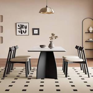 Solid Wood Slab Dining <b>Table</b> <b>And</b> <b>Chairs</b> <b>Set</b> Modern Minimalist Rectangular Design For Home Use <b>Small</b> Apartment French Style - Product Image 3