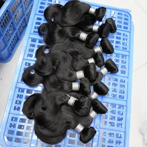 Wholesale 12a grade virgin human hair bundles natural color body wave extensions raw indian hair cuticle aligned double weft