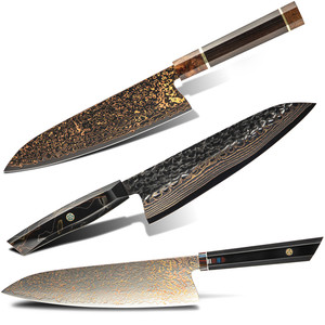 Кухонный нож Amber 8 дюймов из дамасской стали VG10, японский дамасский поварской нож с рукоятью из дерева и смолы - Product Image 1