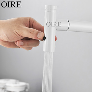 <span class=keywords><strong>Rubinetto</strong></span> da Cucina Oire Moderno Classico <span class=keywords><strong>Bianco</strong></span> con Singola Maniglia, Montaggio su Piano, Estraibile, Acqua Calda e Fredda, in Ottone per Uso Alberghiero - Product Image 6