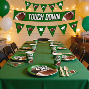 Juego de Vajilla Deportiva DAMAI con Elementos de Rugby, Incluye Platos Redondos de Papel, Vasos y Servilletas, para 8 Personas - Product Image 1