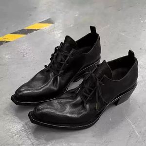 Zapatos Oxford de Vestir para Hombre, de Cuero Genuino Negro, con Punta Puntiaguda y Cordones, para Todas las Temporadas, con Suela de Goma, Duraderos y Elegantes - Product Image 1