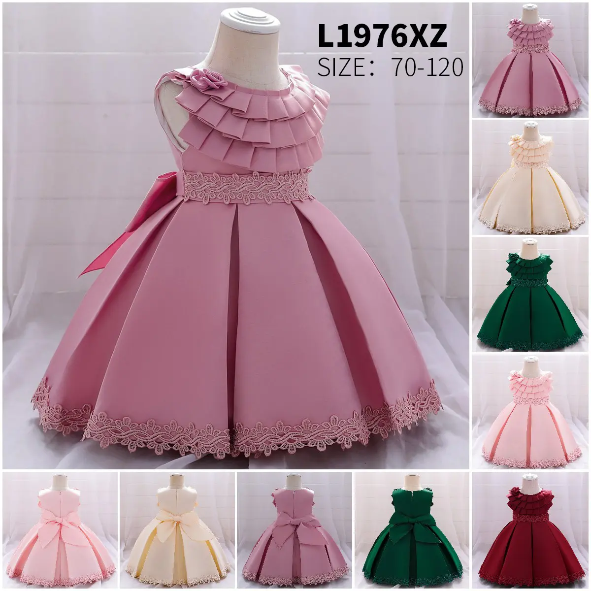 Finalz wholesale Kids Boutique Princess Prom Dress Sleeveless Polyester baby Girls Party Dresses 3 To 5 Years