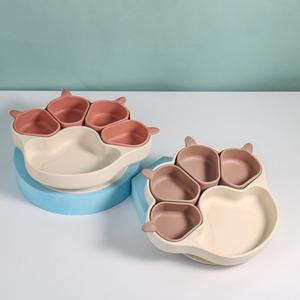 Assiette Séparatrice en Silicone de Qualité Alimentaire pour Enfants, Assiette d'Alimentation pour Tout-Petits en Silicone avec Ventouse, Couvercle d'Alimentation pour Bébé - Product Image 2