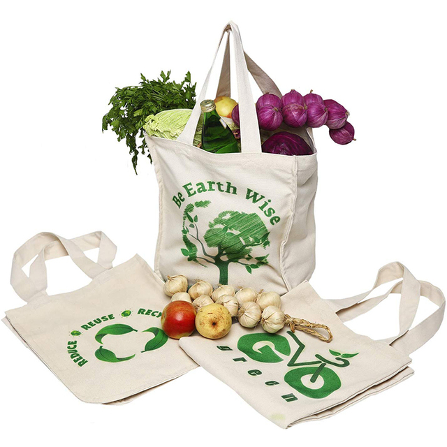 Customized White Recycled Cotton Shopping Bag Eco Friendly Reusable Daily Canvas Cotton Tote Bag Durable Grocery Cotton Bag