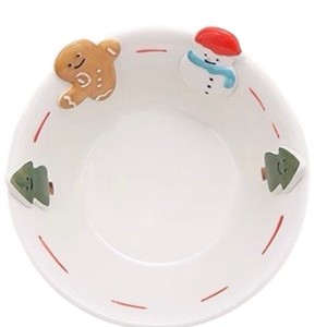 ジンジャーブレッドマン クリスマスツリー 雪だるま エンボス加工 フラットデザートボウル 新しいセラミック食器ボウル - Product Image 5