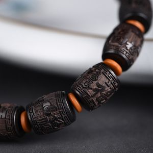 Perle de tambour en bois de santal noir petit trou chaîne de perles de bouddha gravées <span class=keywords><strong>Momofuku</strong></span> mode perles pour hommes et femmes - Product Image 4