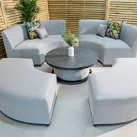 Sofá de Exterior de Tela Impermeable con Mesa Elevadora, Muebles de Patio, Nuevo Diseño, Conjunto de Sofá de Jardín, Sofá de Balcón con Otomana