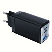 Chargeur USB C 65W 3 ports, chargeur rapide GaN avec prises murales US/EU/AU, chargeur double type-c pour ordinateur portable, tablette et téléphones