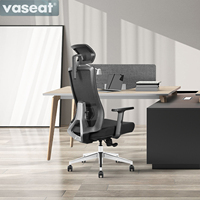 Chaise de bureau ergonomique de luxe contemporaine certifiée BIFMA, dossier haut pivotant, dossier en maille, appui-tête réglable pour chaises de bureau