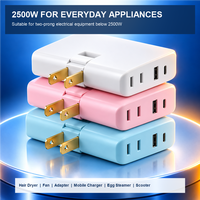 Adaptateur universel transfrontalier 10A 110V 180 degrés ultra-mince, prise quatre voies avec fiche pivotante en laiton et cuivre