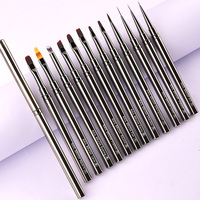 Kit d'outils professionnels OEM pour le nail art : Pinceaux de mélange pour liner, dégradé, plats et ronds, stylo de modelage pour gel, pour salon et DIY