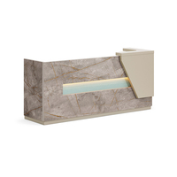 Bureau d'accueil moderne et contemporain en bois massif avec éclairage LED, personnalisable pour immeuble de bureaux, centre commercial, hôtel, hall