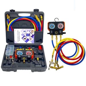 AC <strong>Gauge</strong> Set, Automotive <strong>Manifold</strong> <strong>Gauge</strong> R1234YF <strong>R134A</strong> and R404A Refrigerants, Works on Car Freon Charging and Evacuation - Product Image 1