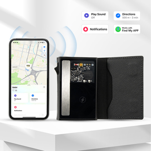 Casekey Saffiano - Tarjetero de Cuero Genuino con Sistema Pop-up, Billetera Delgada e Inteligente para Hombre con Localizador - Product Image 5