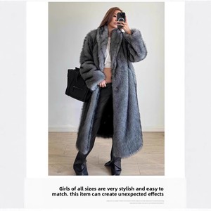 Cappotto <span class=keywords><strong>Trench</strong></span> Vintage Lungo e Spesso da <span class=keywords><strong>Donna</strong></span>, Eco-Friendly, Taglie Forti, 100% Poliestere, Pelliccia Sintetica, Nuovo Stile, Top di Gamma - Product Image 4